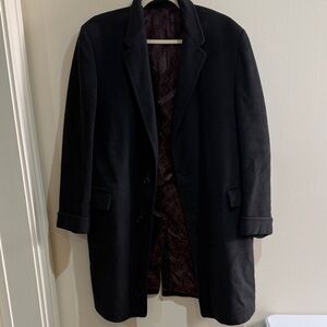 Vintage men’s Mongolian black cashmere overcoat Sz M/L